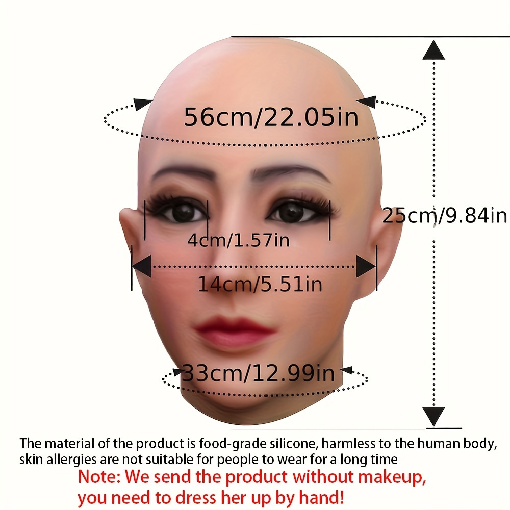  Realistic Silicone Female Face Halloween Woman Head