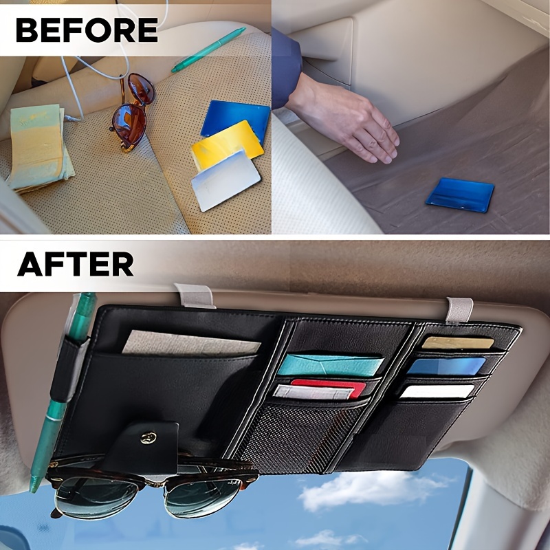 1pc Sonnenblende Organizer Für Auto, Mit Multi-Tasche Reißverschluss,  Aufbewahrungstasche Für Stift, Auto-Registrierung, Versicherung, Auto-Innenzubehör  - Temu Germany