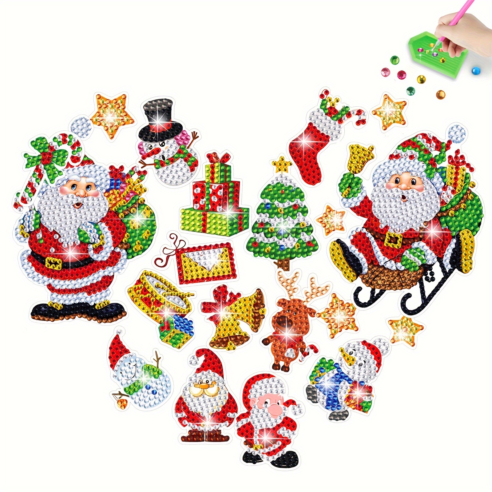 

20pcs Christmas Series 5d Artificial Diamond Painting Sticker Kit, Arts And Crafts, Easy Diy Creative Diamond Mosaic Sticker Craft Number Kit, And Adults Beginners