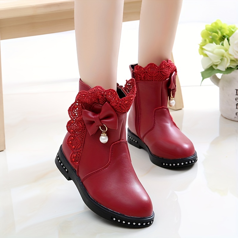 Girls red outlet leather boots