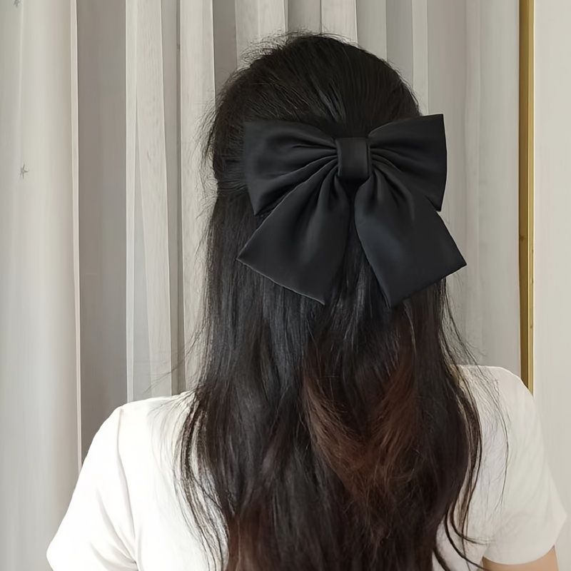 French Satin Bow Hairclips Black Large Bow Knot Hair Barrette Clips Vintage Ribbons  Bows Hair Clip Barrette Big Bow Hairclip Decorative Hair Accessory For  Women And Girl Headdress 1pc | Check Out