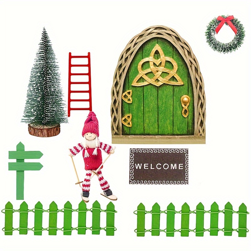 Noël Miniature Accessoires Maison de Poupée Noël Red Elf Girl Fairy Portes  Décorations Scène Modèle Jouets Bricolage Pour Elfe Accessoires