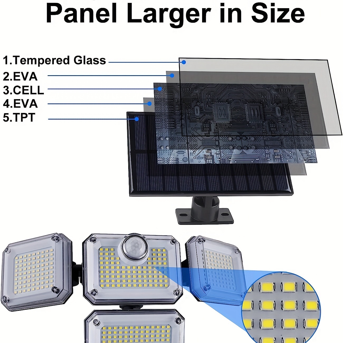 1pc 333 Led Lámpara Solar Luces Seguridad Aire Libre Sensor - Temu