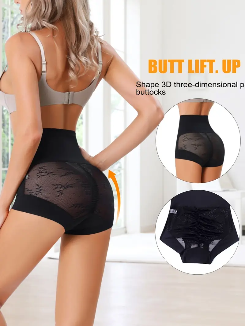 Black Lace Shaping Panties Bikini Brief Underwear Lift Shape - Temu