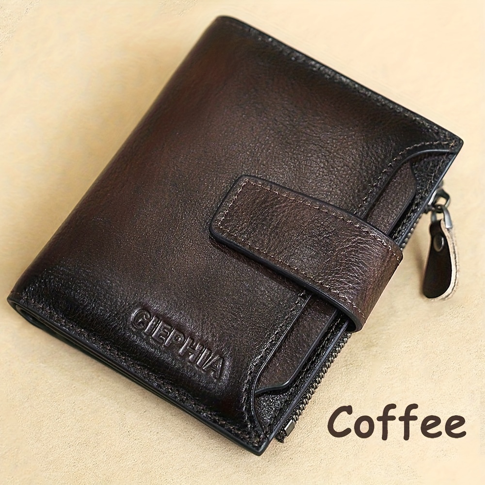 Jinbaolai Brand Male Wallet Genuine Leather Men Wallets Zipper Short Purses  Coin Pocket Soft Solid Small Wallet Mini Money Bag