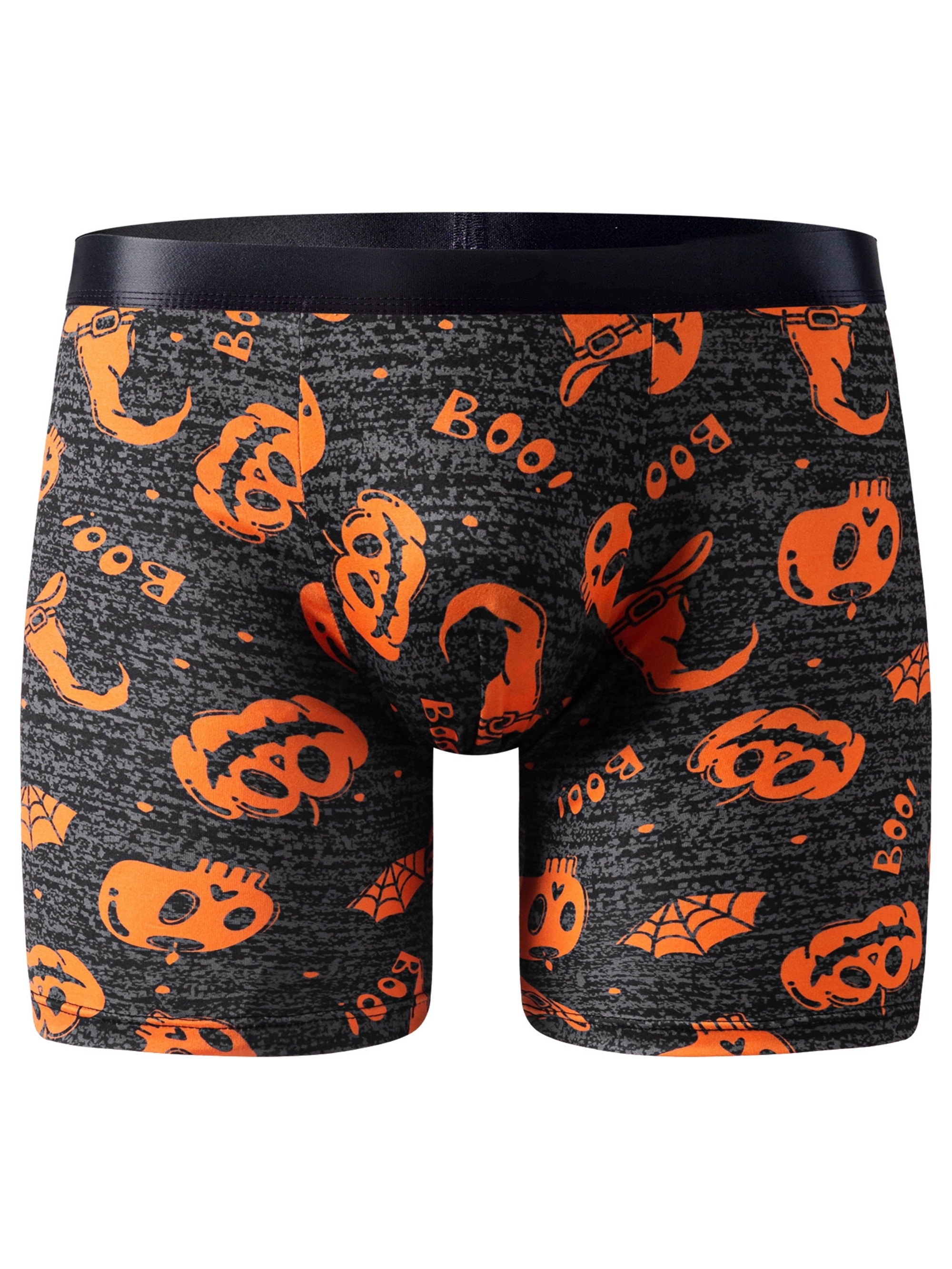 Halloween Pumpkin Digital Printed Men's Underwear Long Boxer - Temu