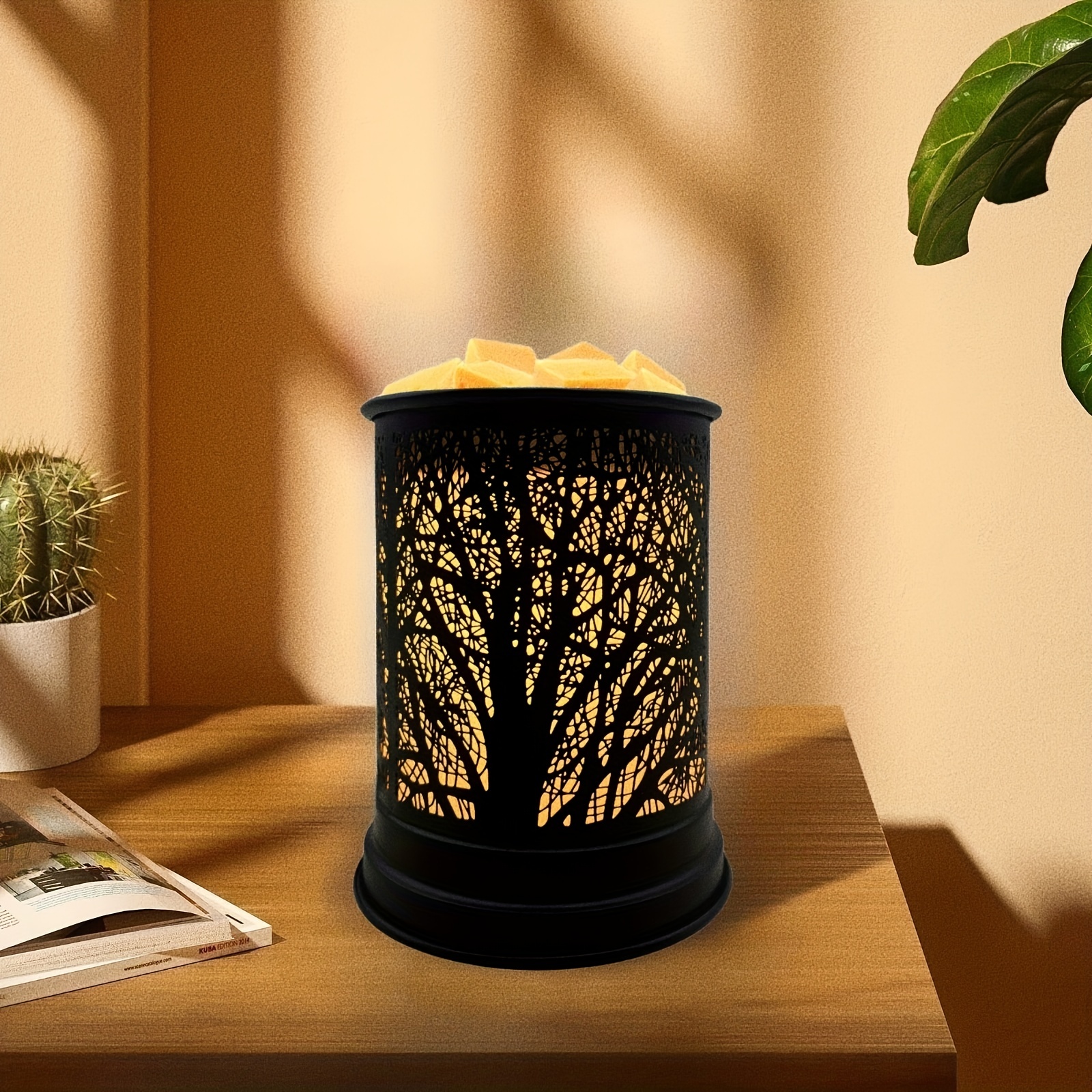  Hituiter - Calentador para cera con esencias aromáticas, con  luz LED de 7 colores y calentador de velas aromáticas, diseño clásico de  bosque negro : Hogar y Cocina