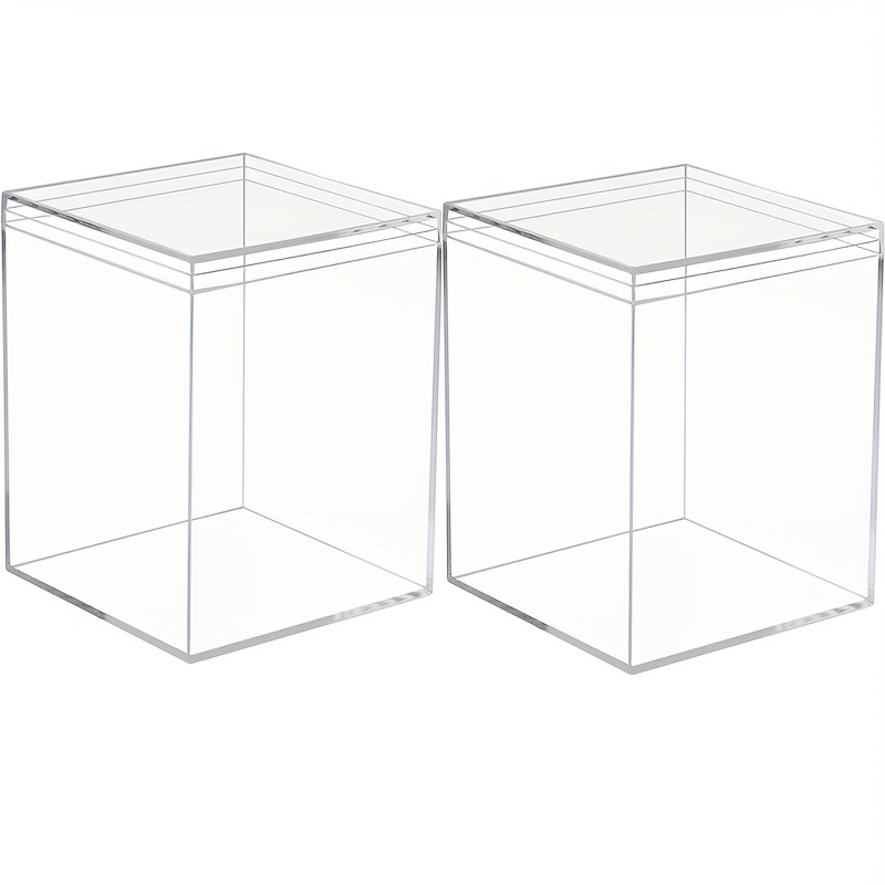 2pcs Clear Mini Acrylic Boxes, Square Cube Containers With Lid, Plastic  Storage AND Display Box, 4x4x4 Inches (about 10x10x10 Cm) For Collectibles,  Ca