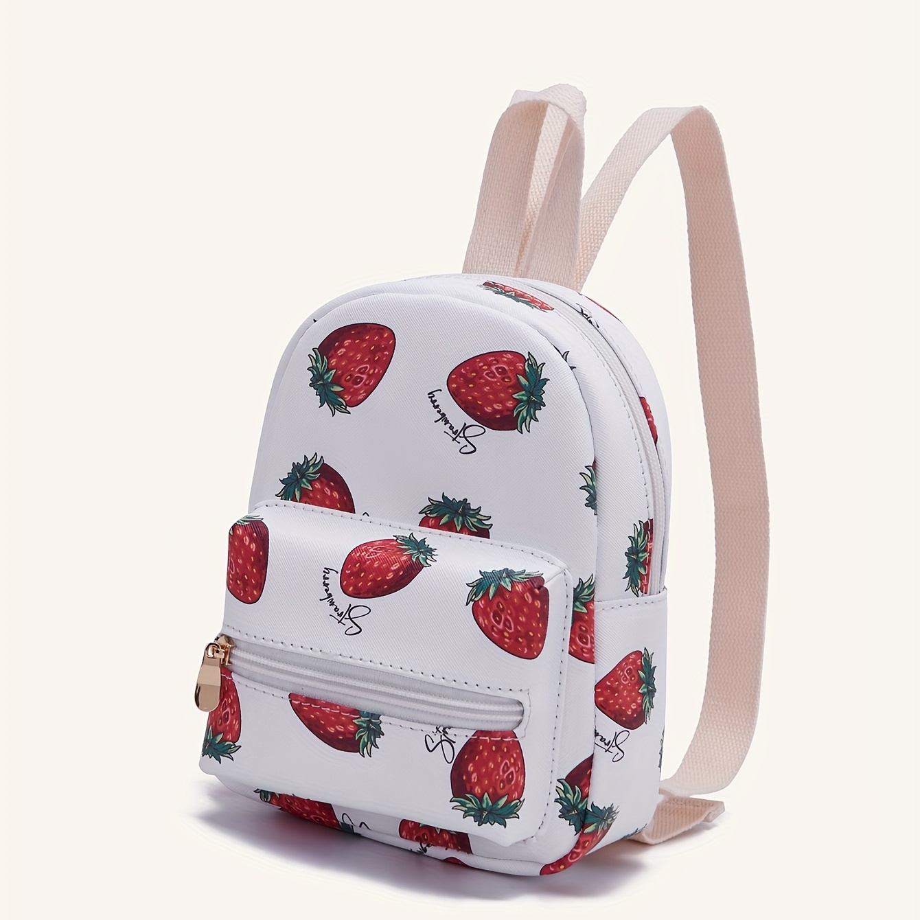 

Cute Strawberry Print Pattern Backpack, Travel Backpack, Ideal Choice For Gifts