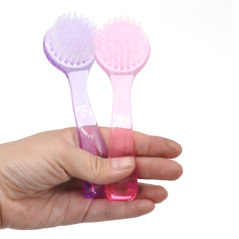 Blue/Purple Scrubbing Brush Double Sided Hand Nail Brush Cleaner Plastic  Nail Cleaning Brush 1PCS