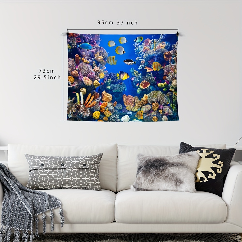 REFRED Watercolor Fish on Light Pattern Fishing Deep Ocean Sea Beach Aqua  Wall Art Hanging Tapestry Home Decor for Living Room Bedroom Dorm 60x80  inch 