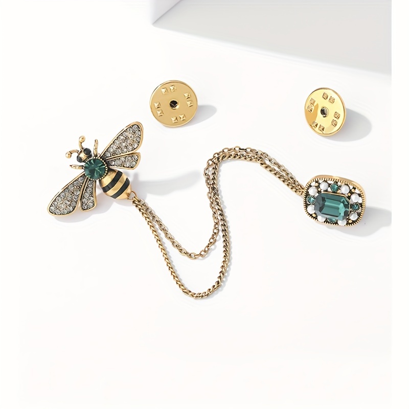 Little Bee Tassel Brooch, Retro Chain Collar Pin