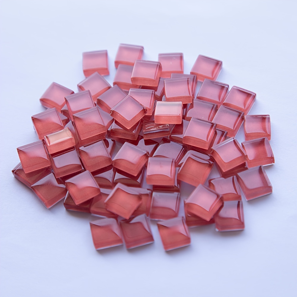 100 Pezzi Tessere Mosaico Vetro Quadrato Colore Rosa Tessere