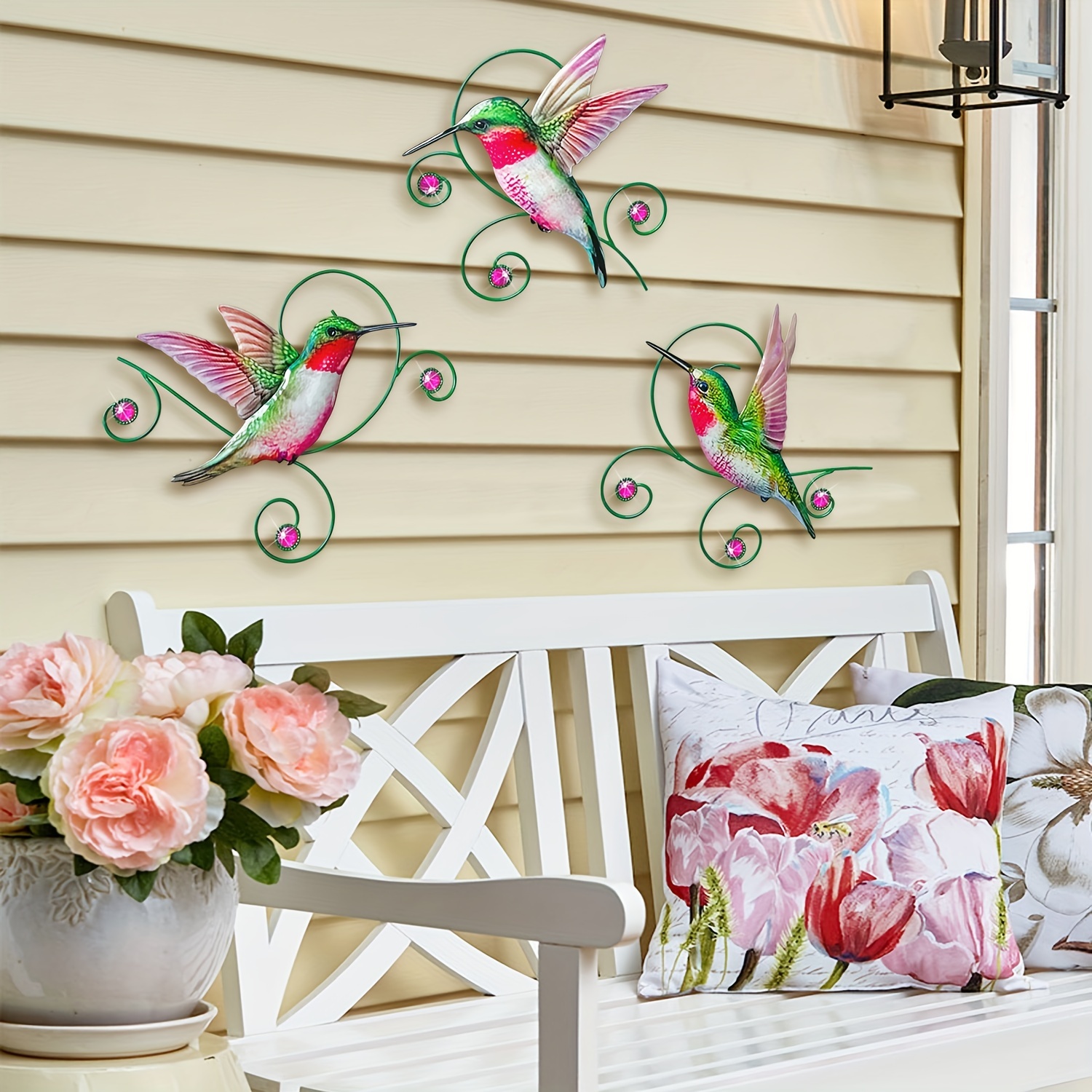 Hummingbird Outdoor Thermometer Metal Wall Art