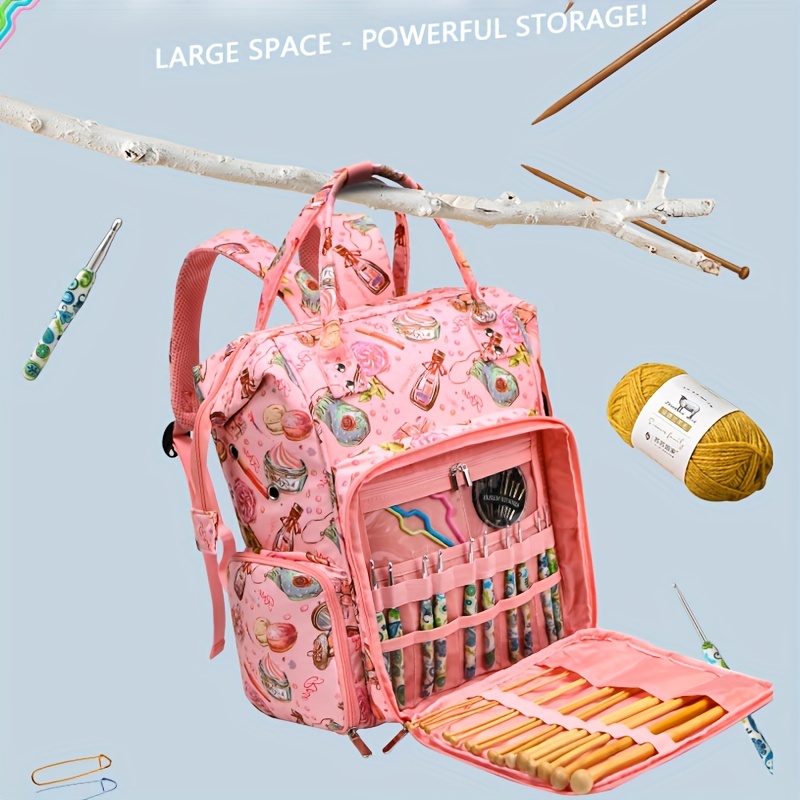 Knitting Bag Backpack Large Capacity Yarn Storage Organizer - Temu