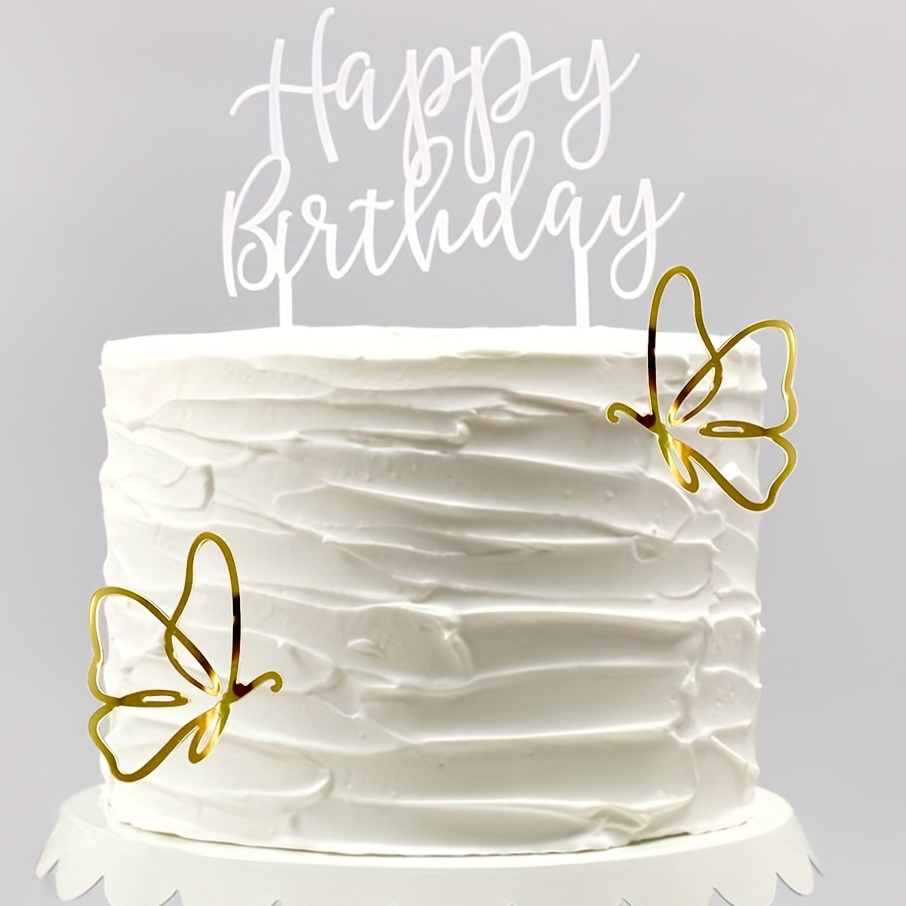 Glitter Butterfly Cake Toppers Happy Birthday Golden 3d - Temu