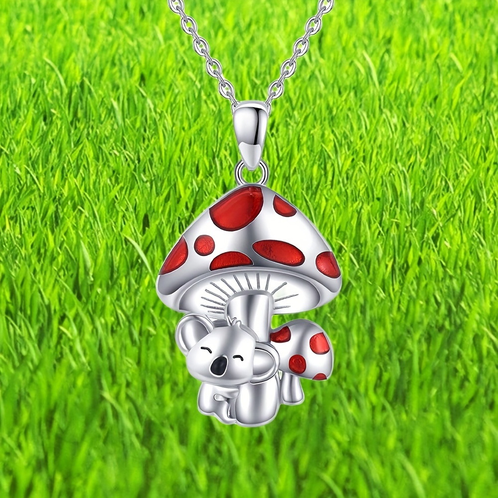 Red Mushroom Cute Koala Pendant Necklace For Girls Birthday - Temu Australia