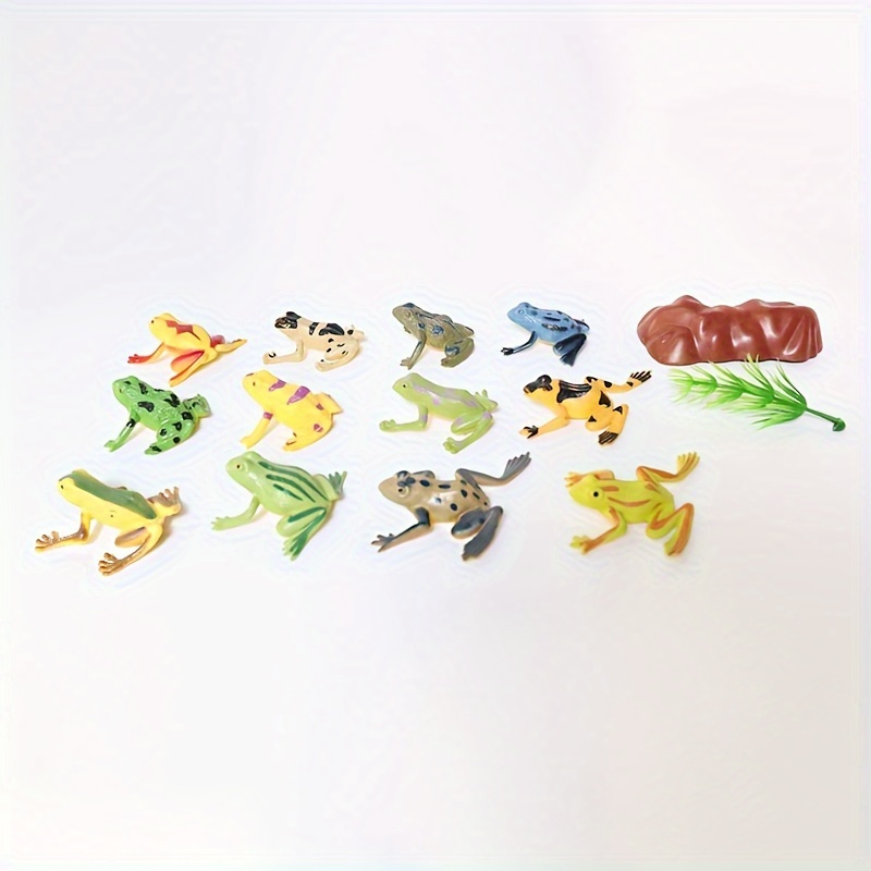 12pcs/Set Plastic Realistic Frog Model Action Figures Lifelike