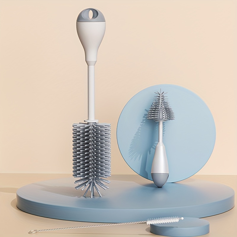 3 In 1 Silicone Milk Feeding Bottle Brushes Set, With Pacifier Straw Brush For Sippy Water Cup