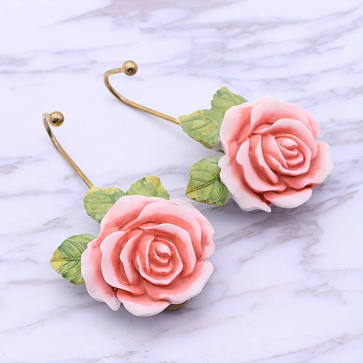 1pc Cute Nail In Rose Resin Wall Hook, Creative Flower Iron Hook, Beautiful  And Convenient Hook At Home Entrance, Office Hanging Coat/hat/key/towel/ha