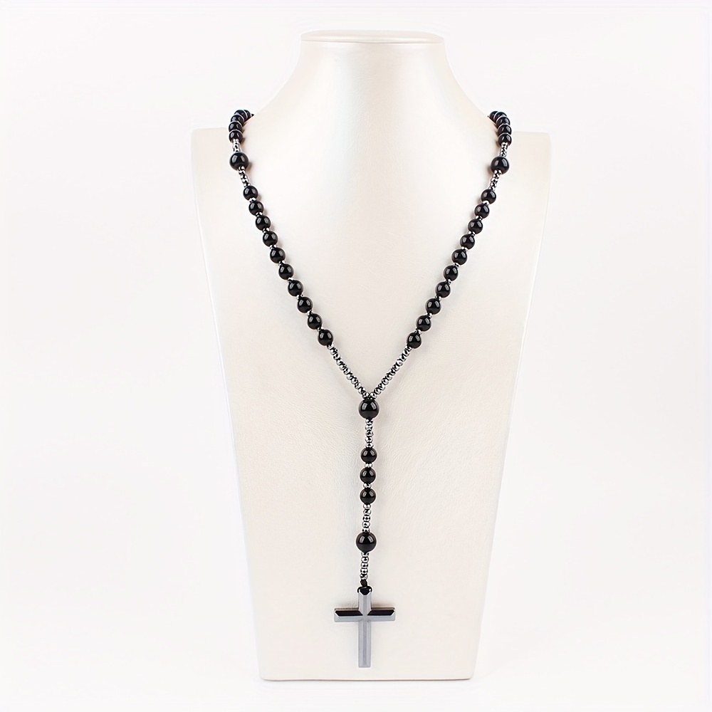 Mens rosary hot sale necklace fashion