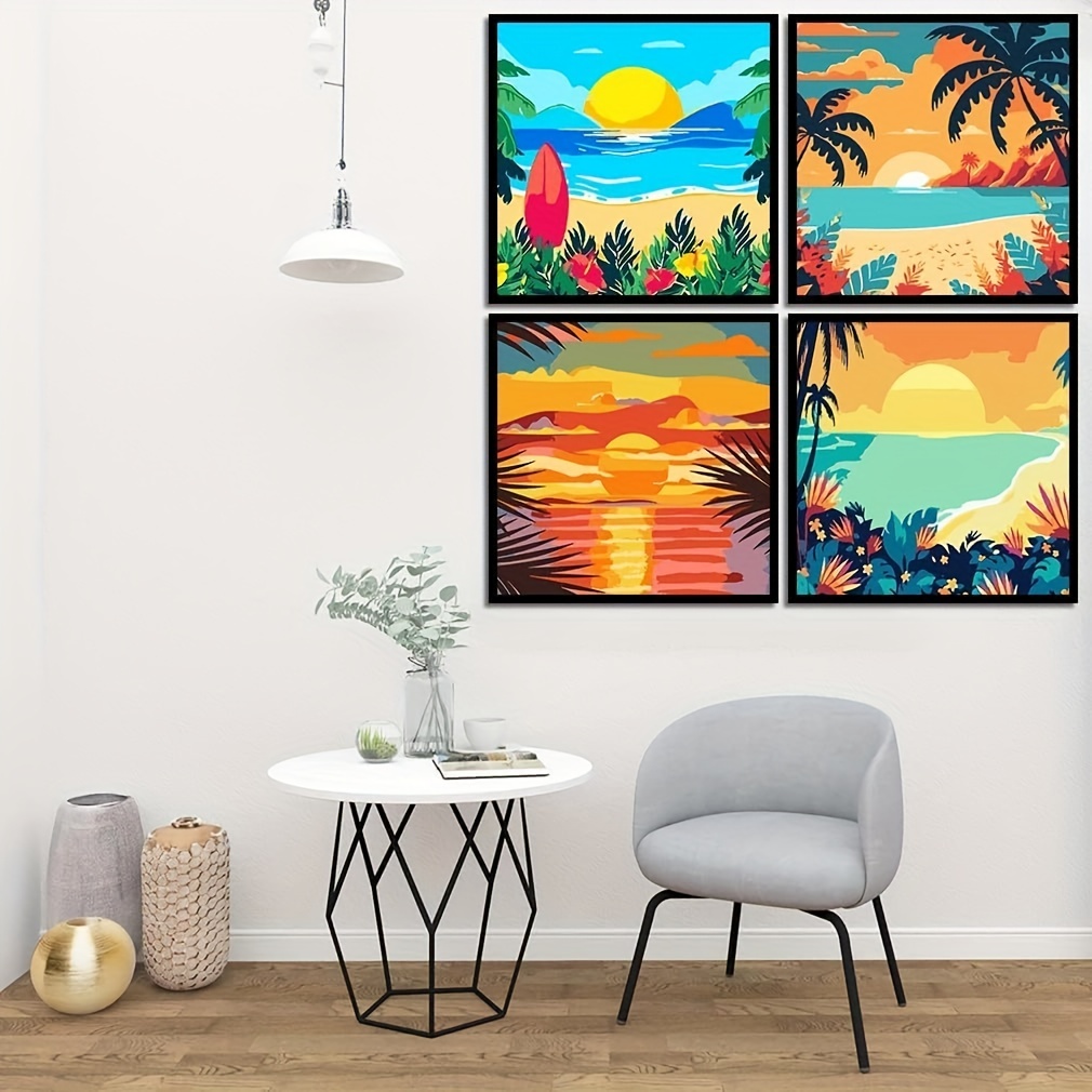 The Seaside Scenery Of Sunrise Paint By Number For Adults - Temu