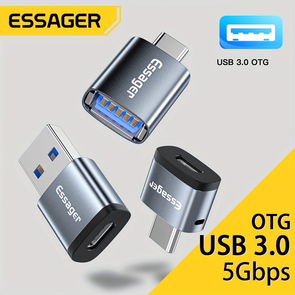 Paquete de 3 adaptadores USB a USB C USB-A a USB-C USBC Type-c hembra  Thunderbolt 2 3 USB macho conector de cargador de alimentación para Apple  iPhone