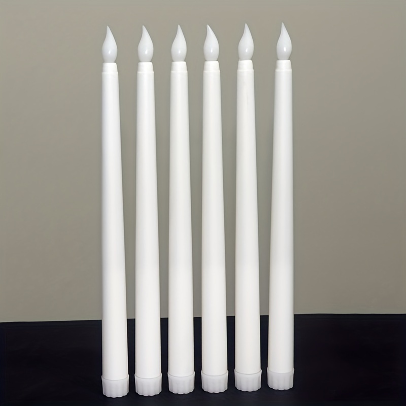 

6pcs Realistic Flickering Yellow Flameless Candles, Battery-operated Led Lights With Tapered Design For Home Decor, Parties, Weddings & Holidays - Warm Ambiance, No Plug Needed