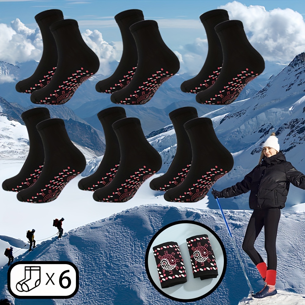

6 Pairs Heated Socks, Self Heating Socks For Men Women, Massage Anti-freezing For Fishing Camping Hiking Skiing And Foot Warmer