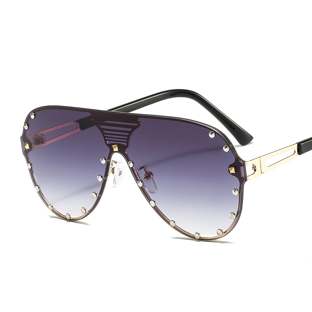 Large Frame Trendy Color Metal Fashion Sunglasses - Temu