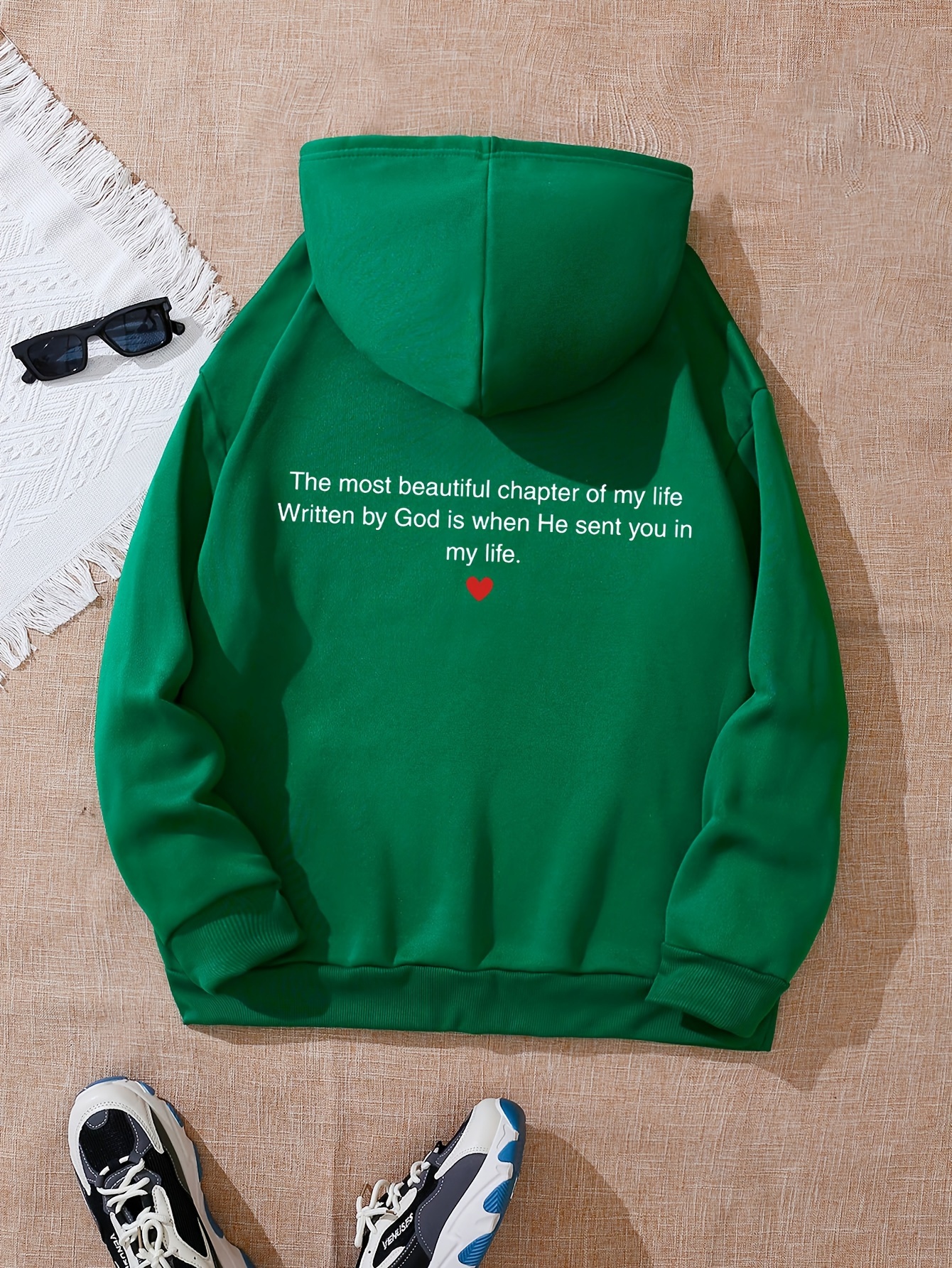 Letter Print Hoodie Drawstring Casual Hooded Sweatshirt For - Temu