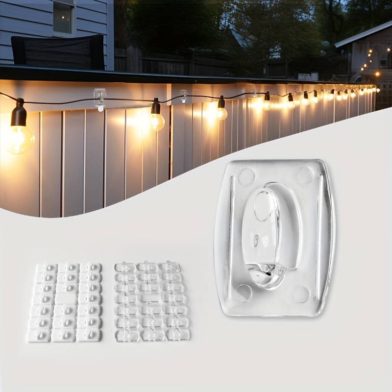 10pcs Easy To Install Outdoor Light Clips String Lights Cable Clips Self  Adhesive Cable Clips Hooks For Christmas String Lights Heavy Duty String  Light Hooks Clips Waterproof Uv Resistant