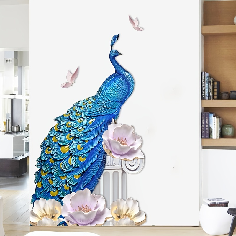 Papel pintado de pavo real, impermeable, mural de arte 3D, para decoración  de pared de niños, dormitorio, sala de estar, baño, decoración del hogar