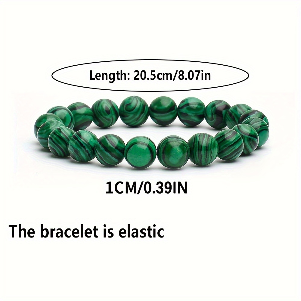 Malachite Bracelet 8 Mm on Elastic Many Sizes Available Real