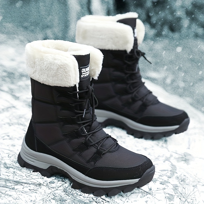 Botas Invierno Senderismo Cordones Cuero Cálido Forro Polar Antideslizante  Hombres - Calzado Hombre - Temu