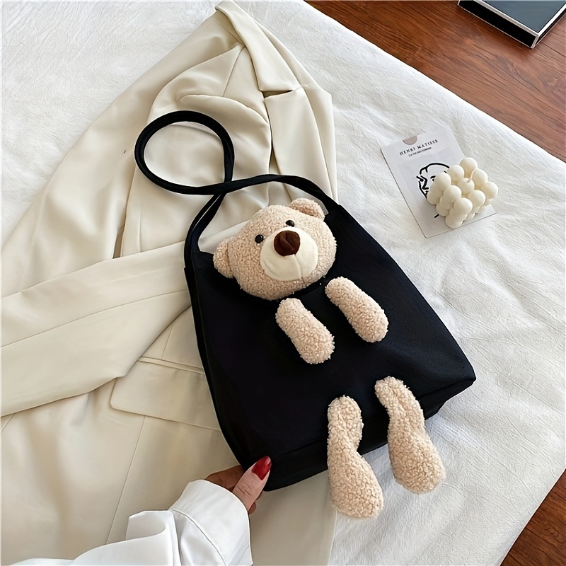 Kawaii Cute Bear Tote Bag, Large Capacity Shoulder Bag, Women's Casual  Handbag & Purse For Travel & Commuter - Temu