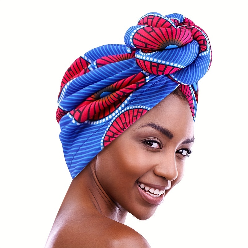 

Wedding African Print 3d Twist Ball Ball Turban Hat Stretch Wrap Multicolor Pattern Chemo Hat