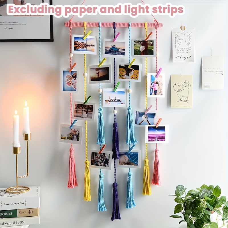 Photo Display Tassel Clip Photo Room Wall Decor Wall Hanging - Temu