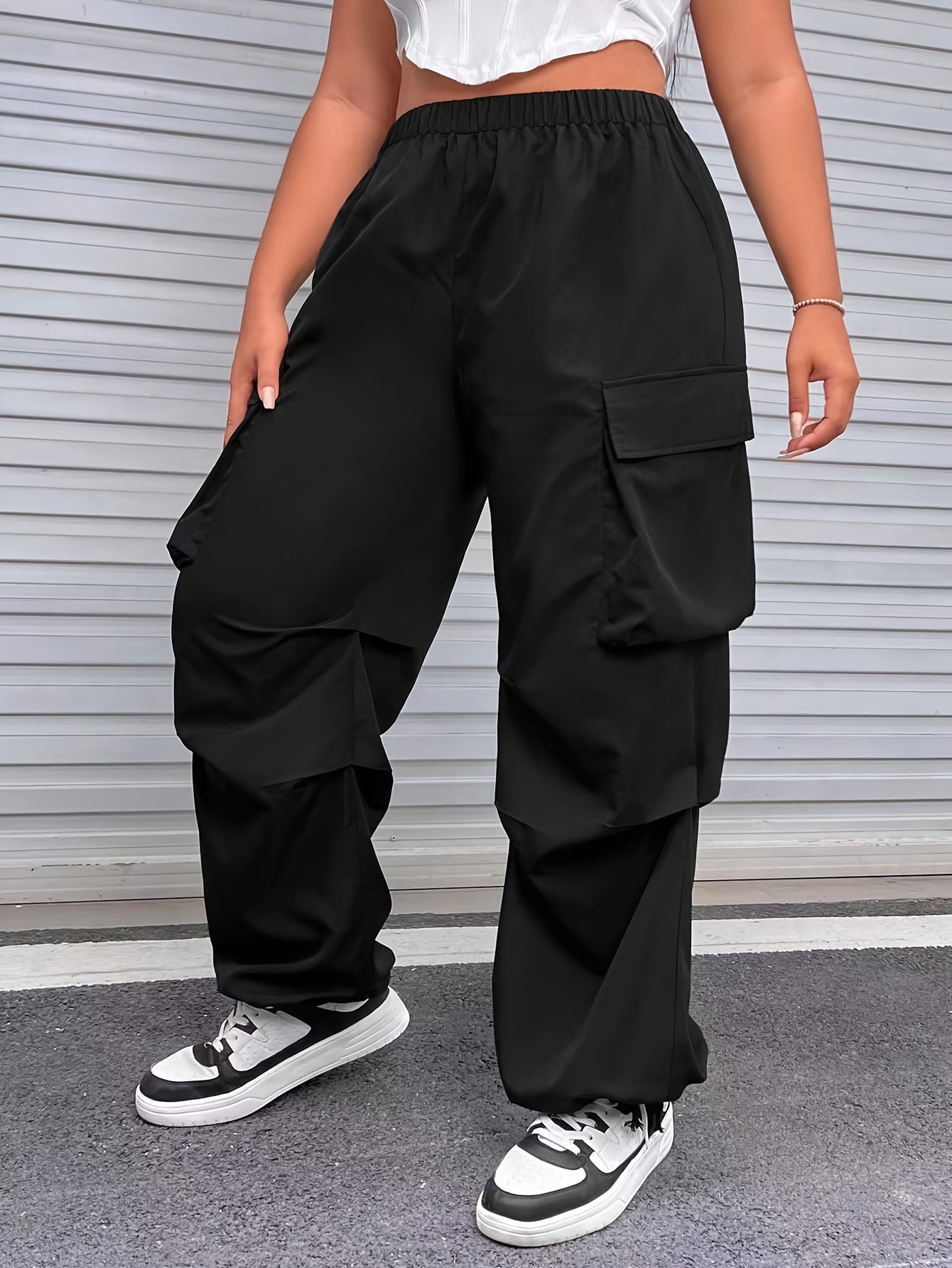 Plus Size Men's Flap Pocket Side Drawstring Waist Trousers - Temu