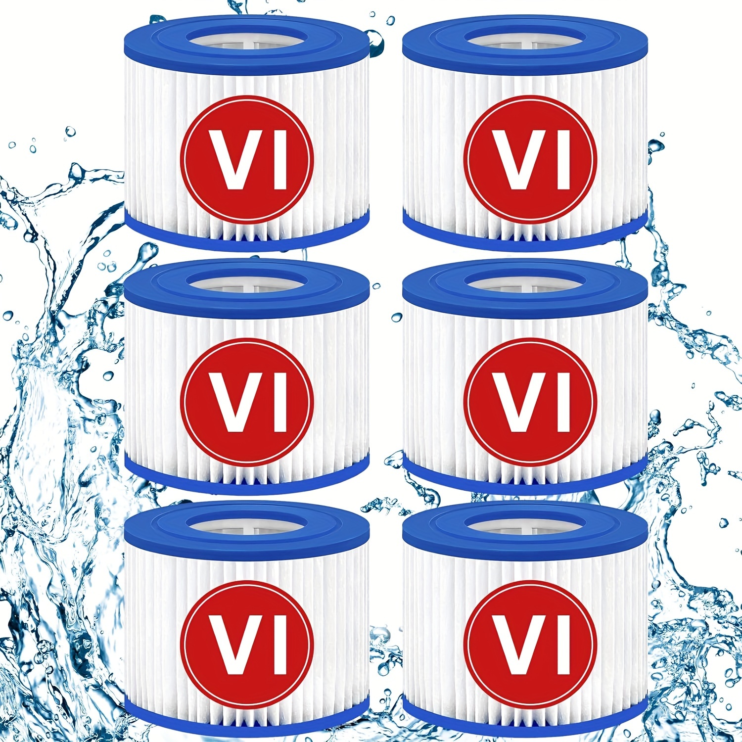

6 Pack Type Vi Spa Filters, Hot Tub Filter Pool Filter Cartridge Replacement For Coleman Saluspa, Bestway, Lay-z-spa