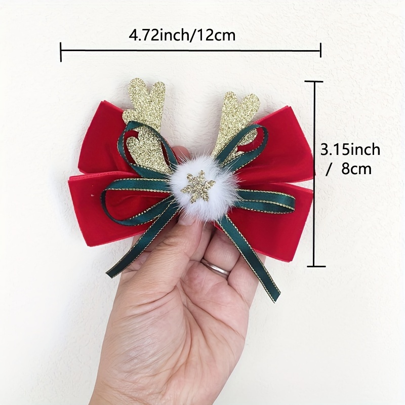 Red gold ribbon bow hair Accessories, Christmas hair clips
