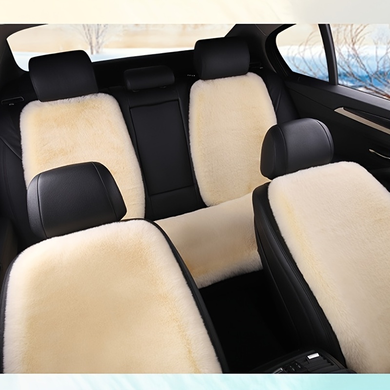 Imitation Rabbit Fur Seat Covers For Cars Winter Plush Car Seat Cover Faux  sheepskin Seat Cushion Anti Slip Front Rear Seat Mat interior Styling 