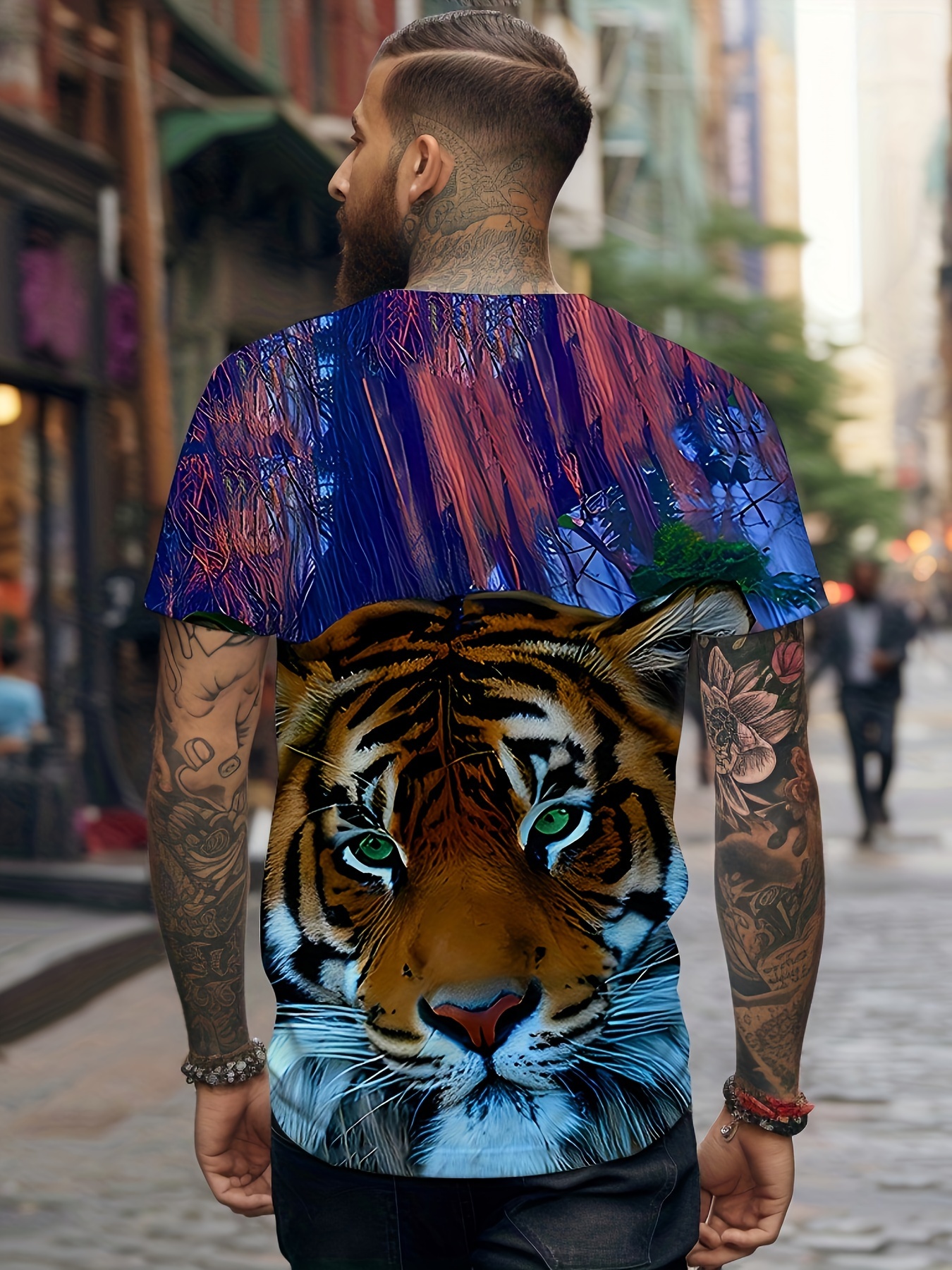 Men's Graphic Print Building Blocks T-shirt for Summer