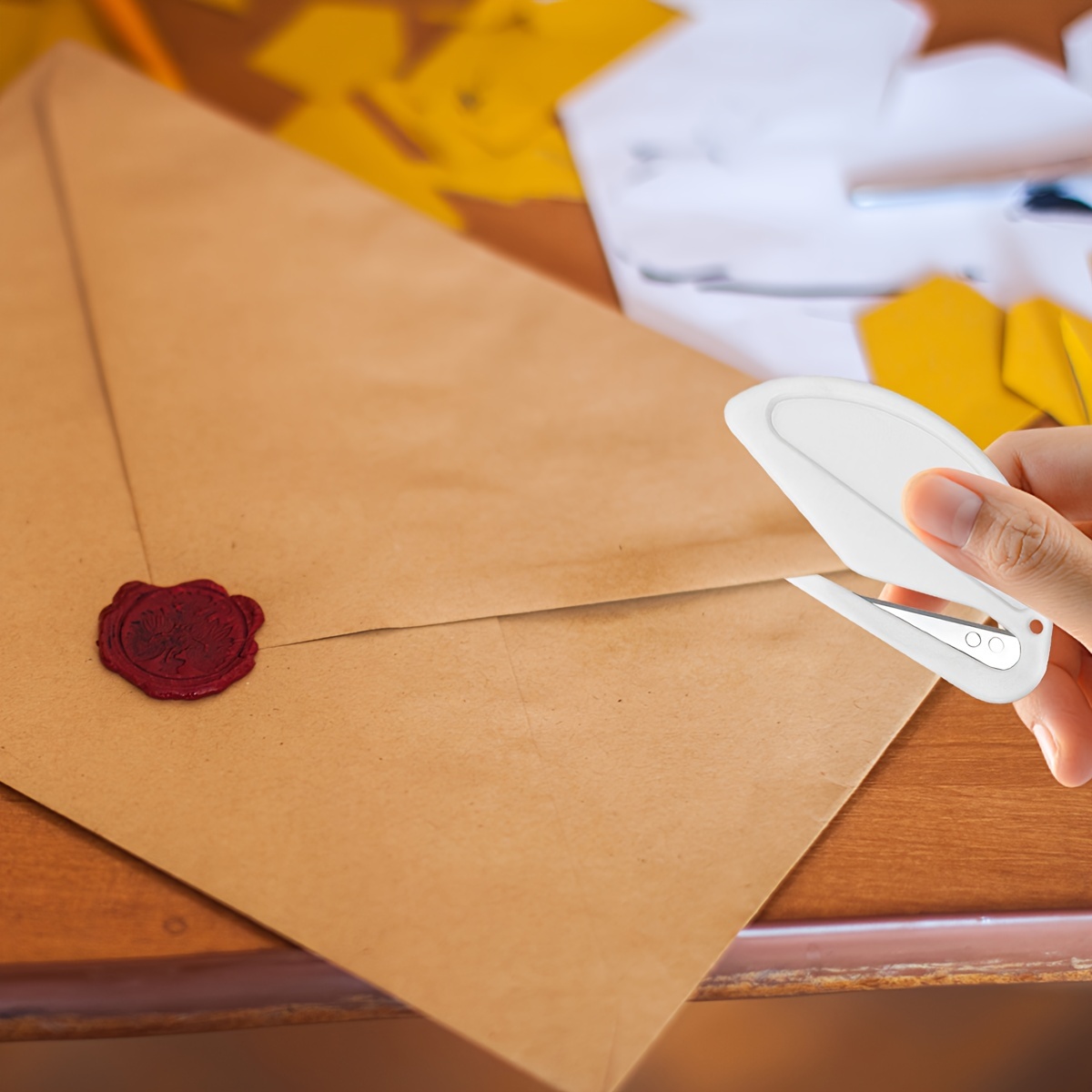 2pcs Letter Opener Envelope Slitter,Mail Opener Desks Letter Openers for  Envelope, Package,Open Envelopes with Ease,Safety Papers Cutter(red) 