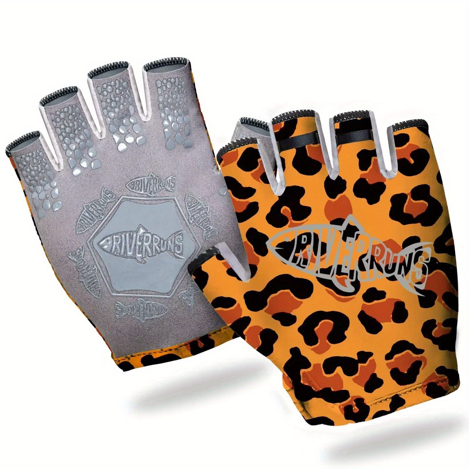 Riverruns UPF 50+ Fingerless Fishing Gloves- Fishing Sun Gloves- UV  Protection Gloves Men and Women Fishing, Boating, Kayaking, Hiking,  Running, Cycling and Driving.