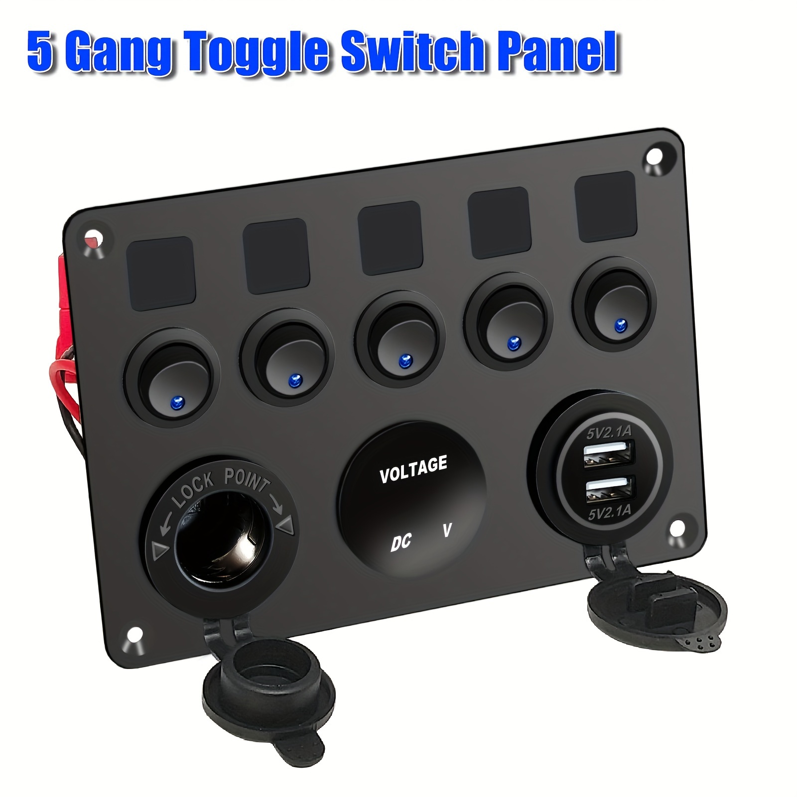 12v 1 4 Gang Toggle Switch Panel Usb Car Boat Marine Blue - Temu