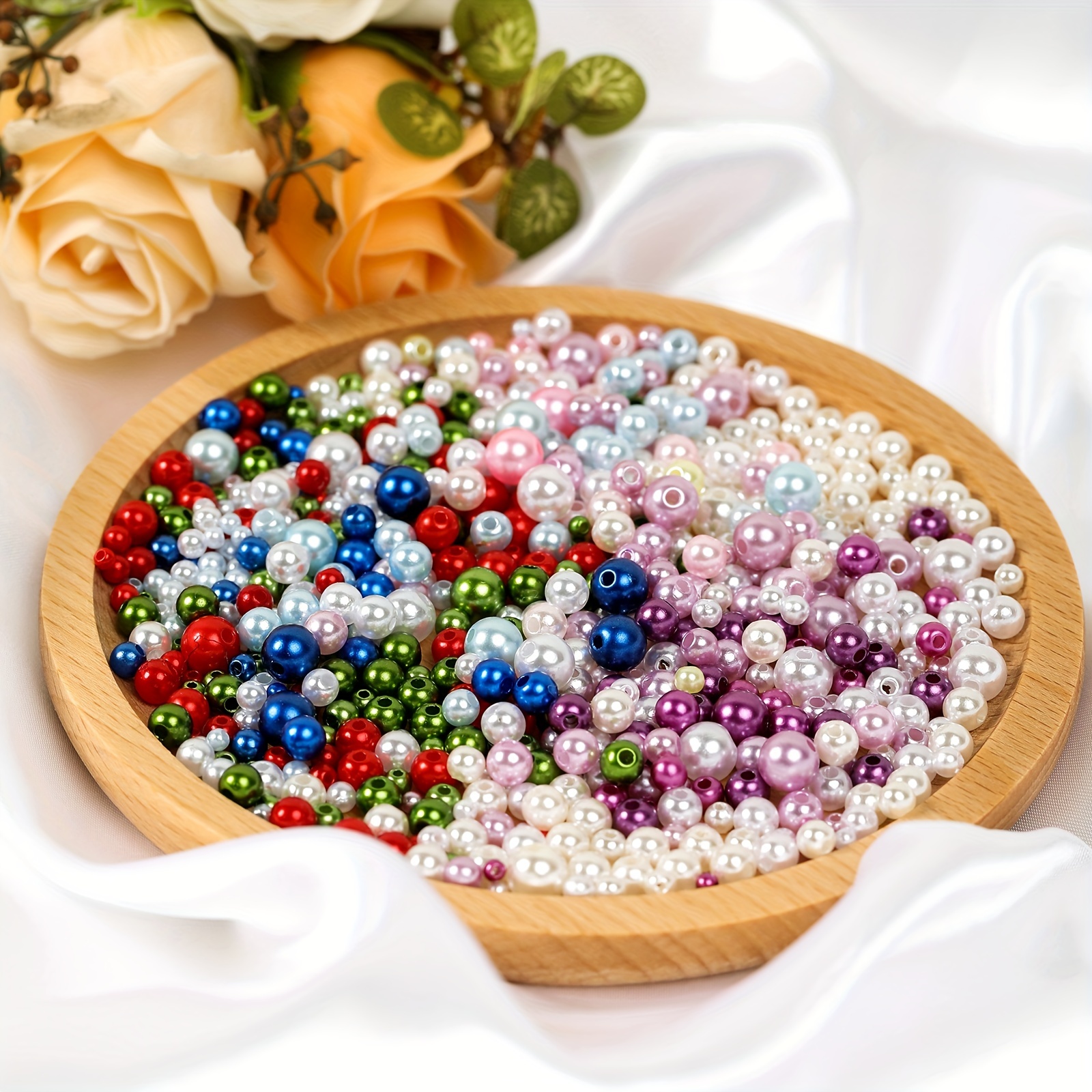 Mix Size Beads Hole Colorful Faux Pearls Round Acrylic - Temu