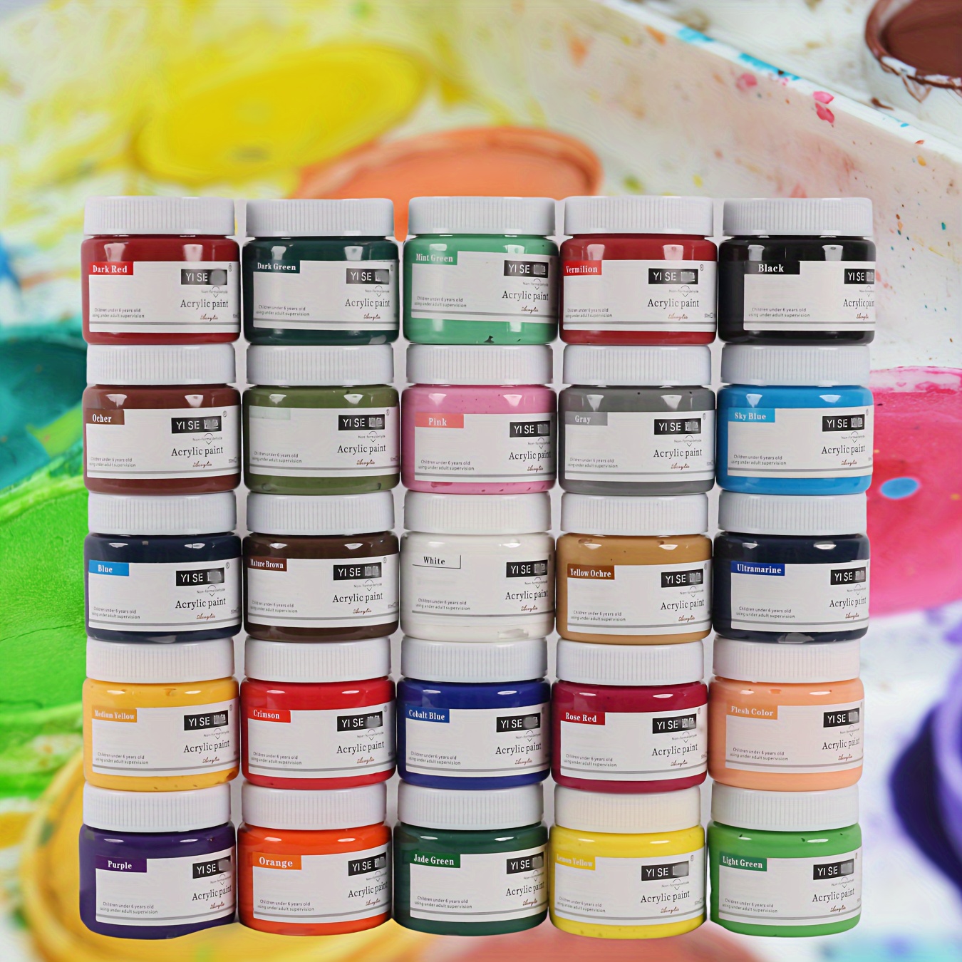 5ml/0.17oz Large Empty Paint Pots with Lids, Easy Open Acrylic Paint  Container Paint Strips for Kids Classroom School Painting Art Supplies(Does  not contain pigment)
