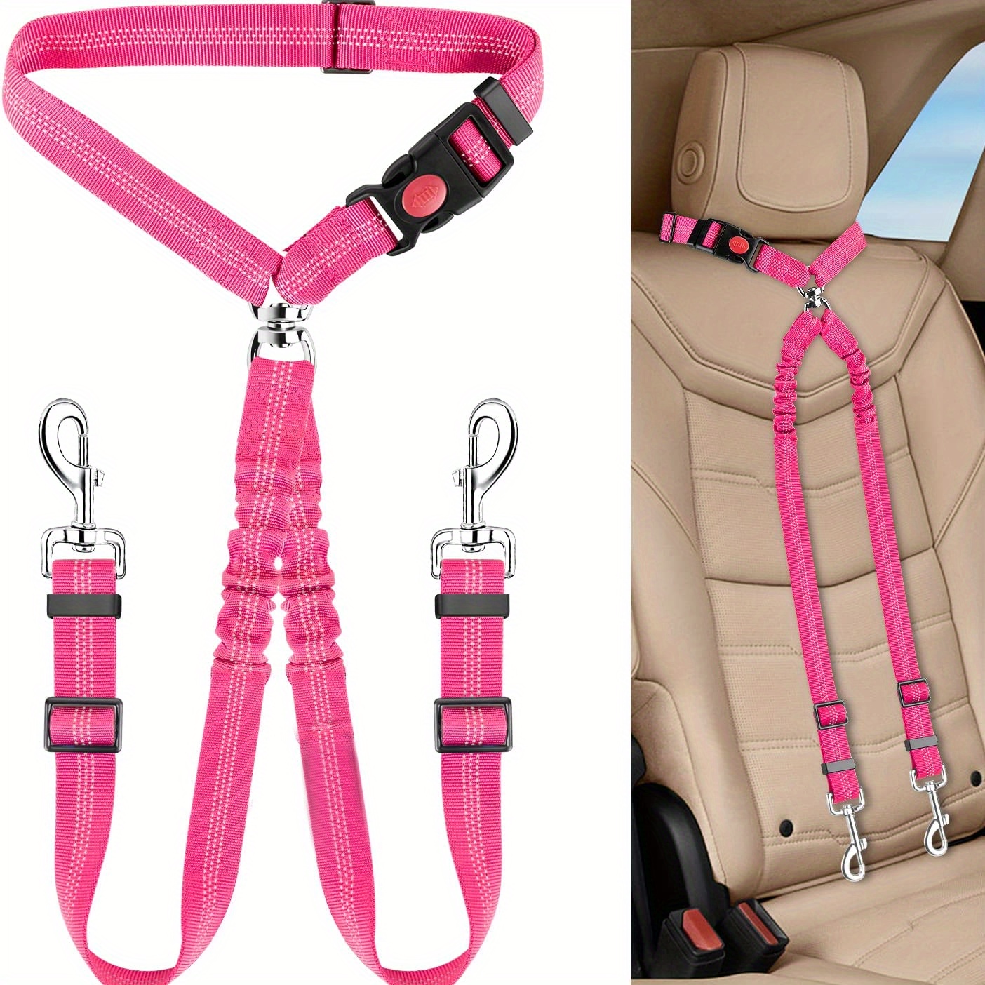 HDP Car Harness Dog Safety Seat Belt Gear Travel System Color:Pink