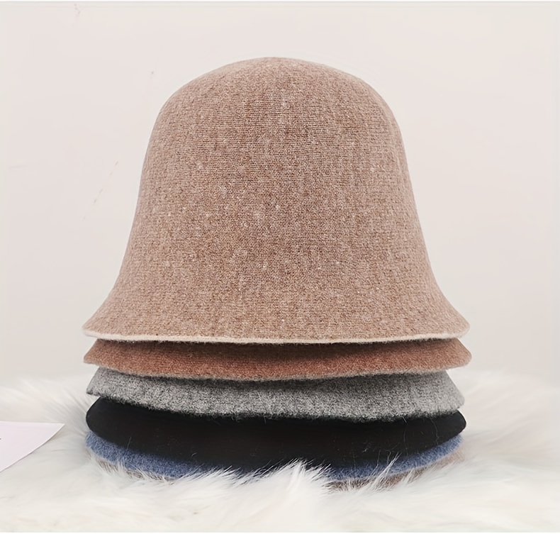 Solid Color Fisherman Hat Women Double sided Winter Bucket - Temu